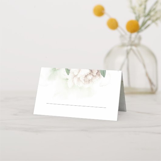 White Blossom Vintage Wedding Platzkarte (Vorderseite)