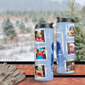 White & Blue 6 Foto Template Weihnachtsbaum Thermosbecher