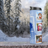 White & Blue 6 Foto Template Weihnachtsbaum Thermosbecher