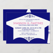 White & Blue Abschluss Hat Grad Party Einladung (Vorne/Hinten)