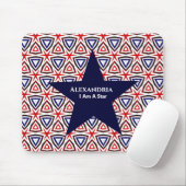 White Blue American Patriotic Modern Pattern Mousepad (Mit Mouse)