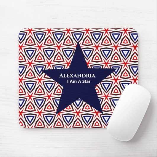 White Blue American Patriotic Modern Pattern Mousepad (Mit Mouse)