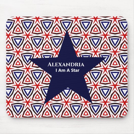 White Blue American Patriotic Modern Pattern Mousepad (Vorne)
