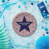 White Blue American Patriotic Modern Pattern Pappteller (Party)