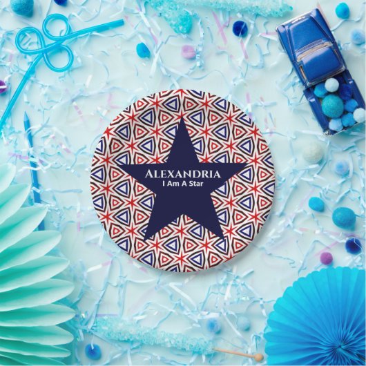White Blue American Patriotic Modern Pattern Pappteller (Party)
