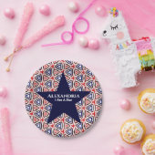 White Blue American Patriotic Modern Pattern Pappteller (Party)