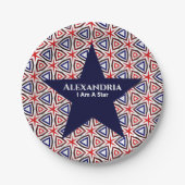 White Blue American Patriotic Modern Pattern Pappteller (Vorderseite)