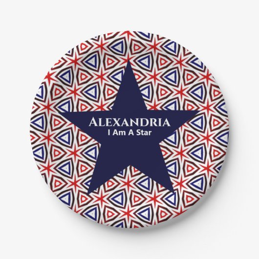 White Blue American Patriotic Modern Pattern Pappteller (Vorderseite)