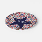 White Blue American Patriotic Modern Pattern Pappteller (Schrägansicht)