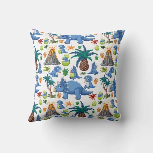 White, Blue, and Green Dinosaur Pillow Kissen (Rückseite)