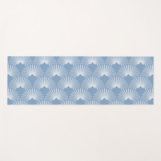 White & Blue Art-Deko Muster Yogamatte (Vorderseite (Horizontal))