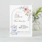 White Blue Bear Baby Shower Einladungen Junge (Stehend Vorderseite)