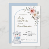 White Blue Bear Baby Shower Einladungen Junge (Vorne/Hinten)