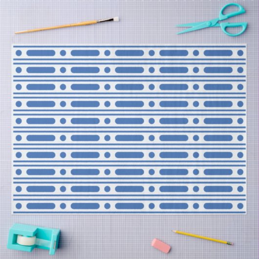 White Blue Bone Inlay Dots Border Decoupage Paper Seidenpapier (Basteln)