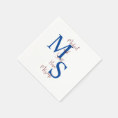 White Blue Burgundy Bar Mitzvah Name Monogram Serviette (Ecke)