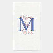 White Blue Burgundy Bar Mitzvah Name Monogram Serviette (Vorderseite)