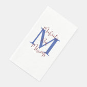 White Blue Burgundy Bar Mitzvah Name Monogram Serviette (Ecke)
