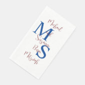 White Blue Burgundy B'nai Mitzvah Name Monogram Serviette (Ecke)