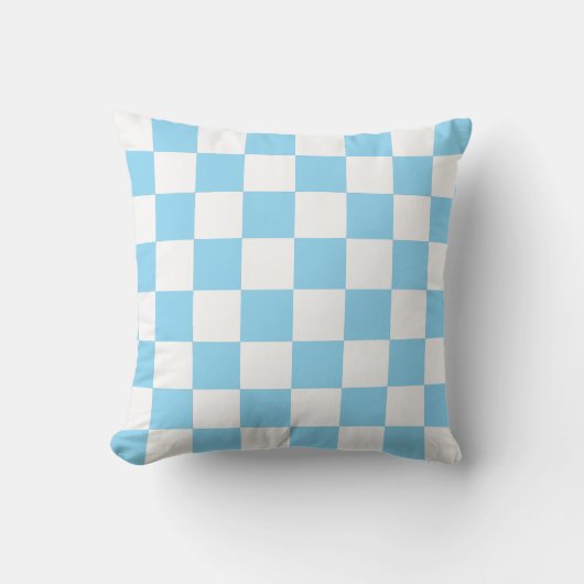 White & Blue Checkerboard Pattern Throw Pillow Kissen (Vorderseite)