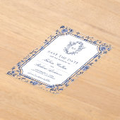 White Blue Chinoiserie Crest Wedding Save the Date Acryleinladungen (Ablage )