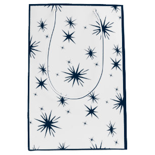 White Blue Christmas Stary Sky Mittlere Geschenktüte