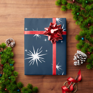 White Blue Christmas Stary Sky Wrapping Paper Geschenkpapier