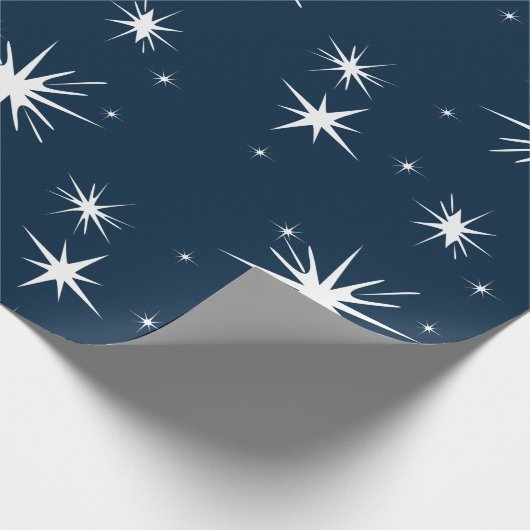 White Blue Christmas Stary Sky Wrapping Paper Geschenkpapier (Ecke)