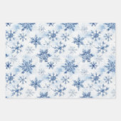 White Blue Christmas Winter Snowflakes Geschenkpapier Set (Vorderseite)