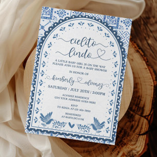 White & Blue Cielito Lindo Baby Dusche Einladung