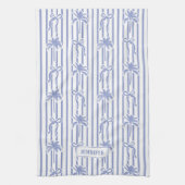 White Blue Coastal Chic Palm Trees Bows Stripes Geschirrtuch (Vertikal)