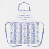 White Blue Coastal Chic Palm Trees Bows Stripes Schürze (Vorderseite)