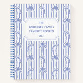 White Blue Coastal Chic Stripes Family Recipe Book Notizblock (Vorderseite)