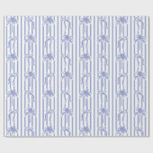 White Blue Coastal Palm Trees Bows Stripes Pattern Geschenkpapier (Flach)