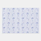 White Blue Coastal Palm Trees Bows Stripes Pattern Geschenkpapier Set (Vorderseite 2)