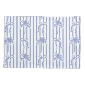 White Blue Coastal Palm Trees Bows Stripes Pattern Kissenbezug (Rückseite)