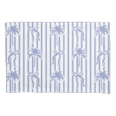 White Blue Coastal Palm Trees Bows Stripes Pattern Kissenbezug (Vorderseite)