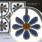 White & Blue Daisies Art Deco Jugendstil-Deco Fliese