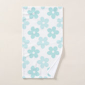 White Blue Daisy Blume Retro Muster Badhandtuch Set (Handtuch)