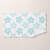 White Blue Daisy Blume Retro Muster Badhandtuch Set (Handtuch)