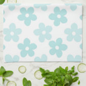 White Blue Daisy Blume Retro Muster Geschirrtuch (Gefaltet)