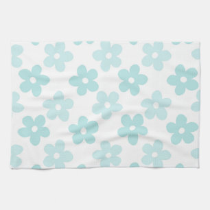 White Blue Daisy Blume Retro Muster Geschirrtuch