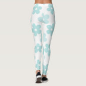 White Blue Daisy Blume Retro Muster Leggings (Rückseite)