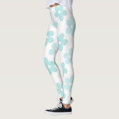 White Blue Daisy Blume Retro Muster Leggings (Links)