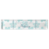 White Blue Daisy Blume Retro Muster Namensplakette (Vorderseite)