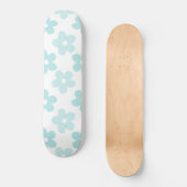 White Blue Daisy Blume Retro Muster Skateboard (Vorderseite)