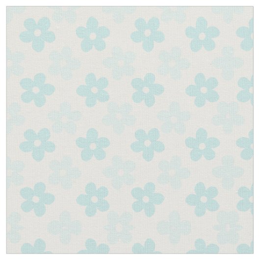 White Blue Daisy Blume Retro Muster Stoff (Nahaufnahme)