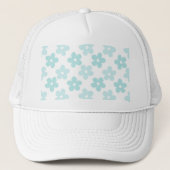 White Blue Daisy Blume Retro Muster Truckerkappe (Vorderseite)