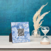 White & Blue Elegant QR Code Honeymoon Fund Signat Fotoplatte (InSitu)