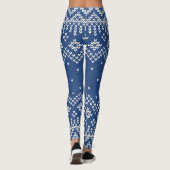 White & Blue Fair Isle Strickmuster Leggings (Rückseite)
