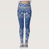 White & Blue Fair Isle Strickmuster Leggings (Vorderseite)